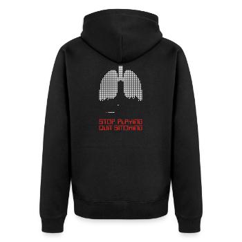 Arrêter de jouer - Veste à capuche bio Premium Unisexe - noir - Dos - Nico (187cm)