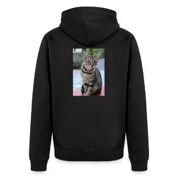 Katze Kätzchen Poster Katzenposter - Unisex Premium Bio Zip Hoodie - Schwarz - Hinten - Nico (187cm)
