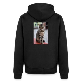 Katze Kätzchen Poster Katzenposter - Unisex Premium Bio Zip Hoodie - Schwarz - Hinten - Nico (187cm)