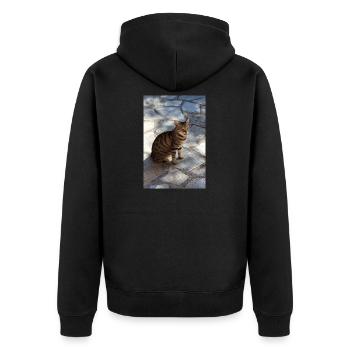 Katze Kätzchen - Unisex Premium Bio Zip Hoodie - Schwarz - Hinten - Nico (187cm)