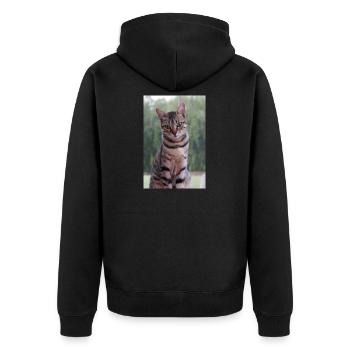 Katze Kätzchen - Unisex Premium Bio Zip Hoodie - Schwarz - Hinten - Nico (187cm)