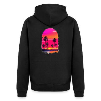 Sunset with Plamen - Unisex Premium Organic Zip Hoodie - black - Back - Nico (187cm)
