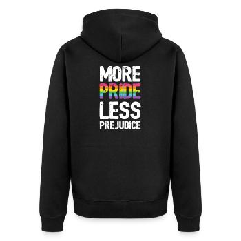 Mois de la fierté LGBT - Plus de fierté. Moins de préjugés. - Veste à capuche bio Premium Unisexe - noir - Dos - Nico (187cm)