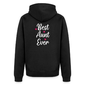 Beste Tante aller Zeiten - Unisex Premium Bio Zip Hoodie - Schwarz - Hinten - Nico (187cm)