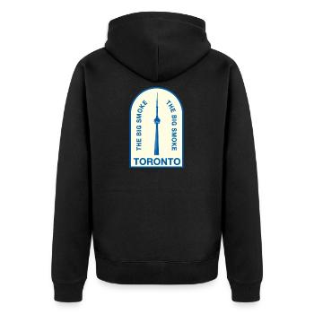 Toronto CNTower Big Smoke - Unisex Premium Bio Zip Hoodie - Schwarz - Hinten - Nico (187cm)