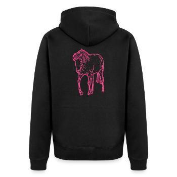Pferd rosa pink - Unisex Premium Bio Zip Hoodie - Schwarz - Hinten - Nico (187cm)