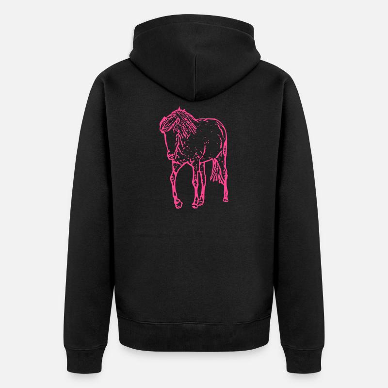 Cheval rose rose - Veste à capuche bio Premium Unisexe - noir