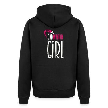Badminton Girl - Unisex Premium Organic Zip Hoodie - black - Back - Nico (187cm)