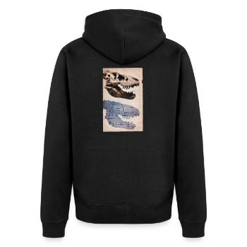 Vintage T-Rex Skull Dinosaur Fossil Tyrannosaurus - Unisex Premium Organic Zip Hoodie - black - Back - Nico (187cm)