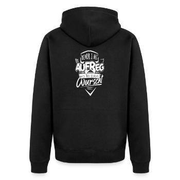 bevor i mi aufreg is ma liaba wurscht dialekt - Unisex Premium Bio Zip Hoodie - Schwarz - Hinten - Nico (187cm)