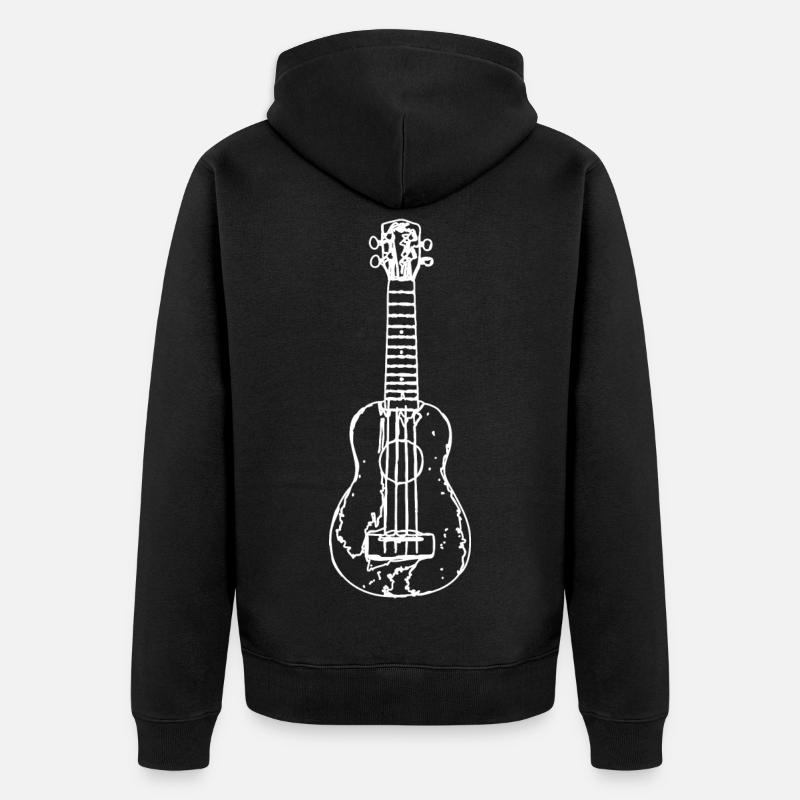 Ukulele Zeichnung - Unisex Premium Bio Zip Hoodie - Schwarz