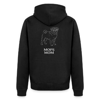 Carlin, maman, maman, chien, cadeau, propriétaire de carlin, - Veste à capuche bio Premium Unisexe - noir - Dos - Nico (187cm)