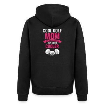 Cool Golf Mom Funnier Than Any Regular Dad Line - Unisex Premium Organic Zip Hoodie - black - Back - Nico (187cm)