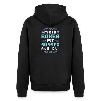 Boxer Dog Saying - Unisex Premium Organic Zip Hoodie - black - Back - Nico (187cm)