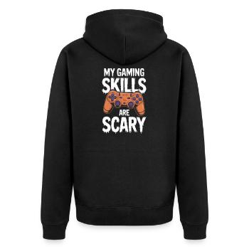 My Gaming Skills Are Scary Halloween Gamer - Unisex Premium Bio Zip Hoodie - Schwarz - Hinten - Nico (187cm)