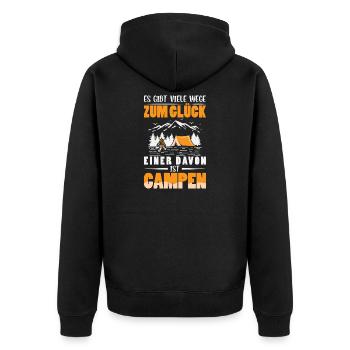 Camper Camping Caravan Saying - Unisex Premium Organic Zip Hoodie - black - Back - Nico (187cm)