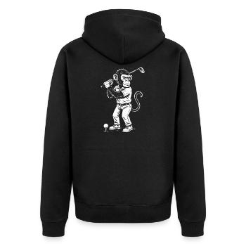 Schimpanse spielt Golf Geschenk - Unisex Premium Bio Zip Hoodie - Schwarz - Hinten - Nico (187cm)