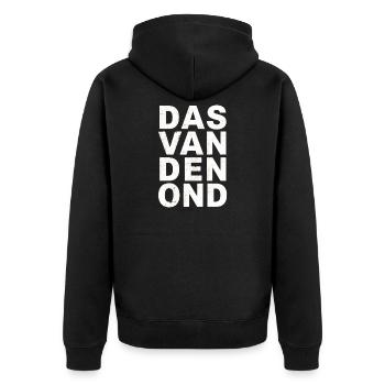 Das van den ond. Antwerpen Dialekt Hemden - Unisex Premium Bio Zip Hoodie - Schwarz - Hinten - Nico (187cm)