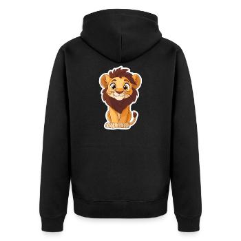 Lion - Unisex Premium Organic Zip Hoodie - black - Back - Nico (187cm)