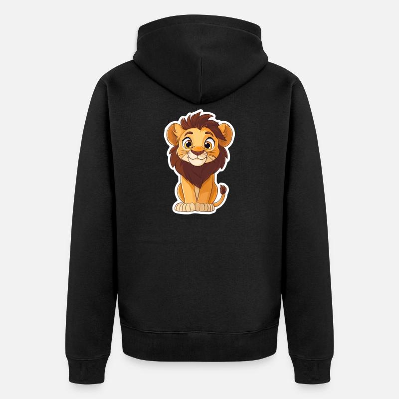 Löwe - Unisex Premium Bio Zip Hoodie - Schwarz
