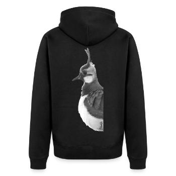 Lapwing Portrait - Unisex Premium Organic Zip Hoodie - black - Back - Nico (187cm)