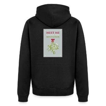 Meet Me Under the Mistletoe - Romantik Weihnachten - Unisex Premium Bio Zip Hoodie - Schwarz - Hinten - Nico (187cm)