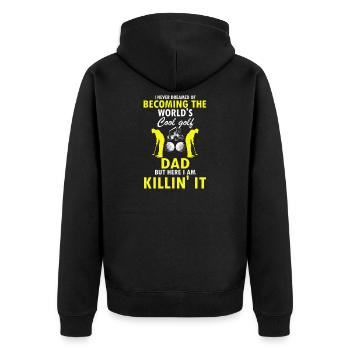 Cool Golf Dad Killing It Funny Player Pride - Unisex Premium Organic Zip Hoodie - black - Back - Nico (187cm)