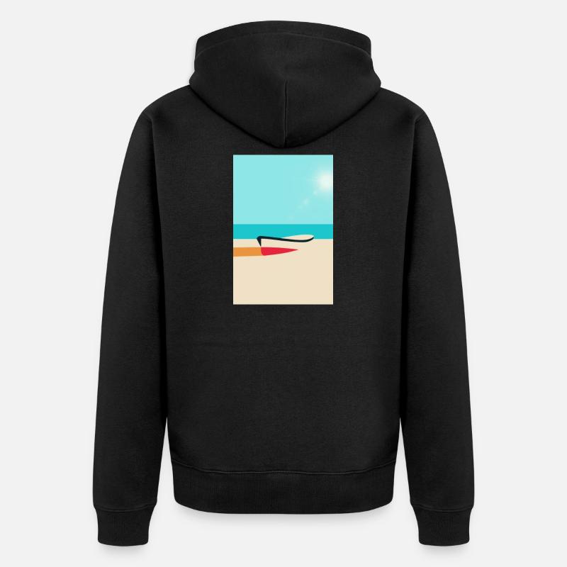 Boot am Strand – Sommer Sonne Meer - Unisex Premium Bio Zip Hoodie - Schwarz