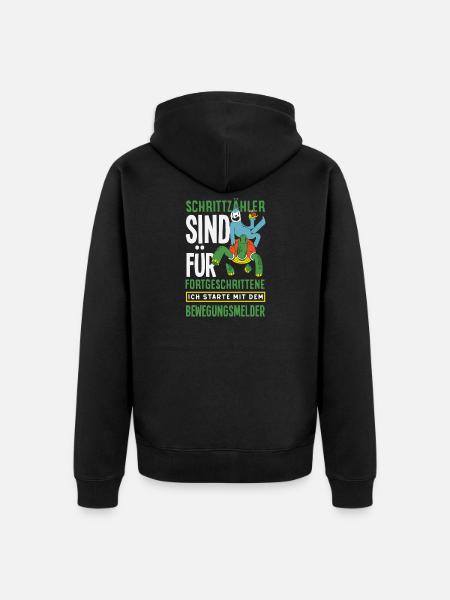 Schrittzähler? Ich nutze den Bewegungsmelder - Unisex Premium Bio Zip Hoodie - Schwarz