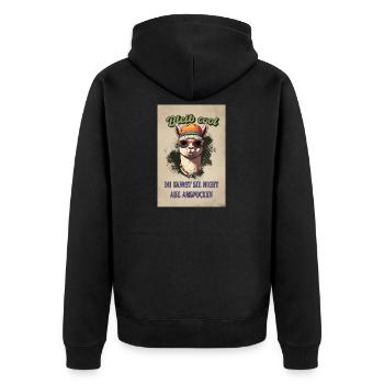 Llama Saying - Restez cool, chemise amusante drôle - Veste à capuche bio Premium Unisexe - noir - Dos - Nico (187cm)