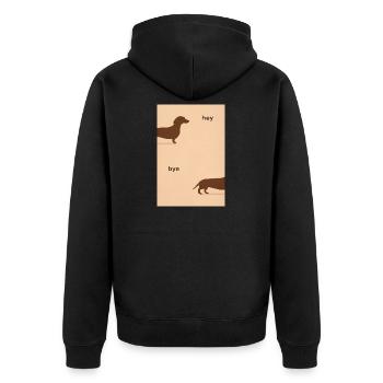 Hey Bye Dackel – Lustiges Hundeposter - Unisex Premium Bio Zip Hoodie - Schwarz - Hinten - Nico (187cm)