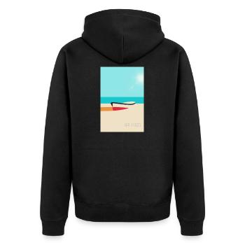 Boat on the Beach – Summer Vacation Poster - Unisex Premium Organic Zip Hoodie - black - Back - Nico (187cm)