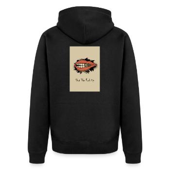 Shut The F*** Up – Pop Art Lips mit Reißverschluss - Unisex Premium Bio Zip Hoodie - Schwarz - Hinten - Nico (187cm)