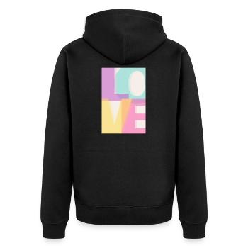 LOVE Pastel - Unisex Premium Organic Zip Hoodie - black - Back - Nico (187cm)