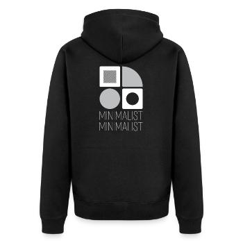 Minimalist geometry greys on white - Unisex Premium Organic Zip Hoodie - black - Back - Nico (187cm)
