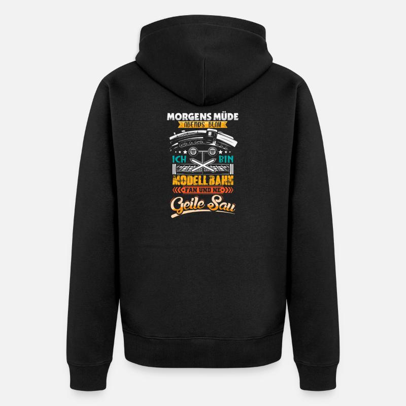 Modellbahn Modelleisenbahn Eisenbahn - Unisex Premium Bio Zip Hoodie - Schwarz