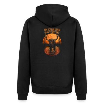 Chemise à l’orignal du Canada – Pride Canadian Saying Design - Veste à capuche bio Premium Unisexe - noir - Dos - Nico (187cm)