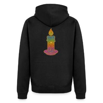 Glitter Candle Gradient Ornament - Unisex Premium Organic Zip Hoodie - black - Back - Nico (187cm)