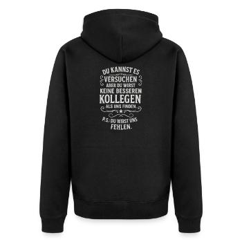 Kollege Abschied Kollegen Mitarbeiter Chef Arbeit - Unisex Premium Bio Zip Hoodie - Schwarz - Hinten - Nico (187cm)