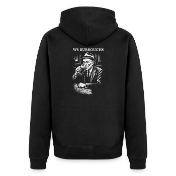 American writer WS Burroughs drinking beer in pub - Unisex Premium Organic Zip Hoodie - black - Back - Nico (187cm)