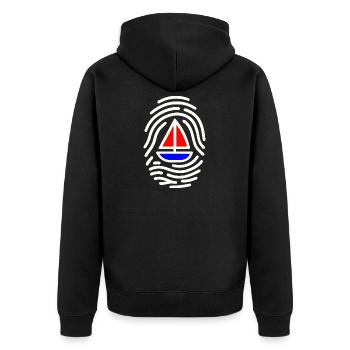 Fingerabdruck Segelboot Design - Unisex Premium Bio Zip Hoodie - Schwarz - Hinten - Nico (187cm)