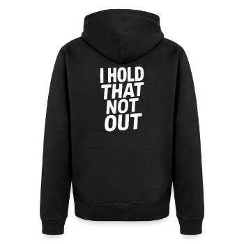 Denglisch Lustig I Hold That Not Out - Unisex Premium Bio Zip Hoodie - Schwarz - Hinten - Nico (187cm)