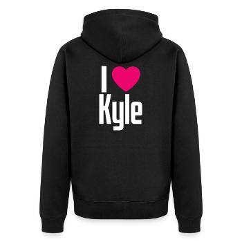 I Love Kyle Pink Heart I Love Kyle - Unisex Premium Organic Zip Hoodie - black - Back - Nico (187cm)