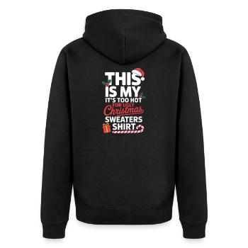 Zu heiß für hässliches Weihnachtsshirt - Unisex Premium Bio Zip Hoodie - Schwarz - Hinten - Nico (187cm)