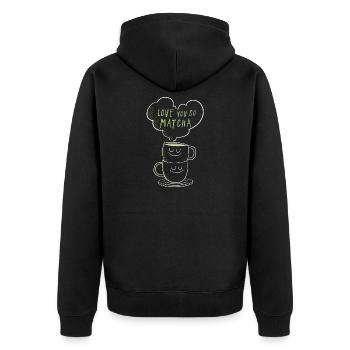 Je t’aime tellement, matcha petit proverbe - Veste à capuche bio Premium Unisexe - noir - Dos - Nico (187cm)