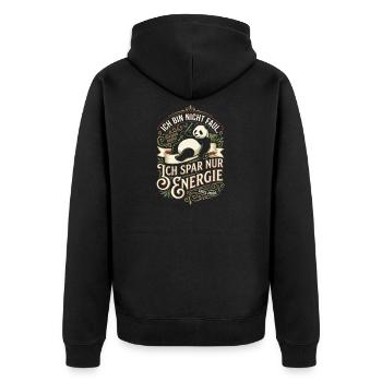 I only save energy Panda Design - Unisex Premium Organic Zip Hoodie - black - Back - Nico (187cm)