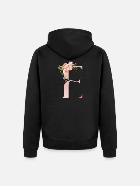 Pastel Floral Monogram E - Unisex Premium Organic Zip Hoodie - black