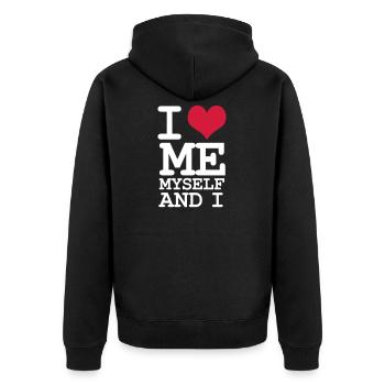 I Love Me Myself and I - Humor - White - Unisex Premium Organic Zip Hoodie - black - Back - Nico (187cm)