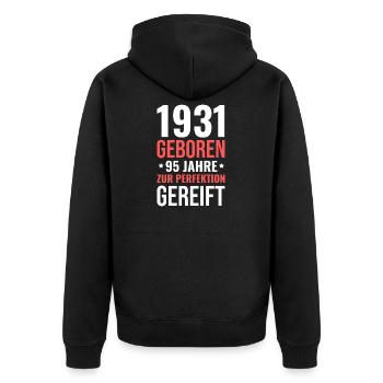 Born in 1931 – 95 years matured to perfection - Unisex Premium Organic Zip Hoodie - black - Back - Nico (187cm)