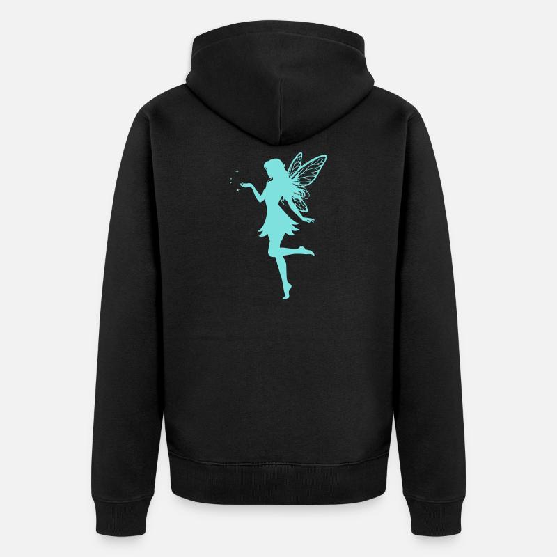 Silhouette de fée avec des étoiles - Veste à capuche bio Premium Unisexe - noir